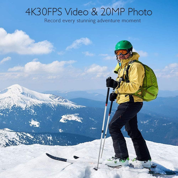 AKASO Action Cam 4K30FPS 20MP WiFi Actionkamera mit Touchscreen EIS 4X Zoom Fernbedienung 40m Unterw