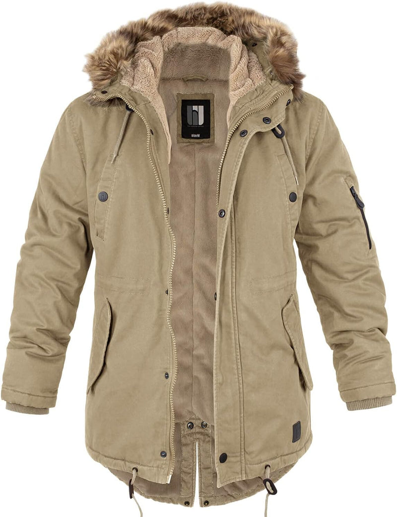 bw-online-shop Winterparka Fishtail mit Futter Herren Parka Jacke 6XL Camel, 6XL Camel