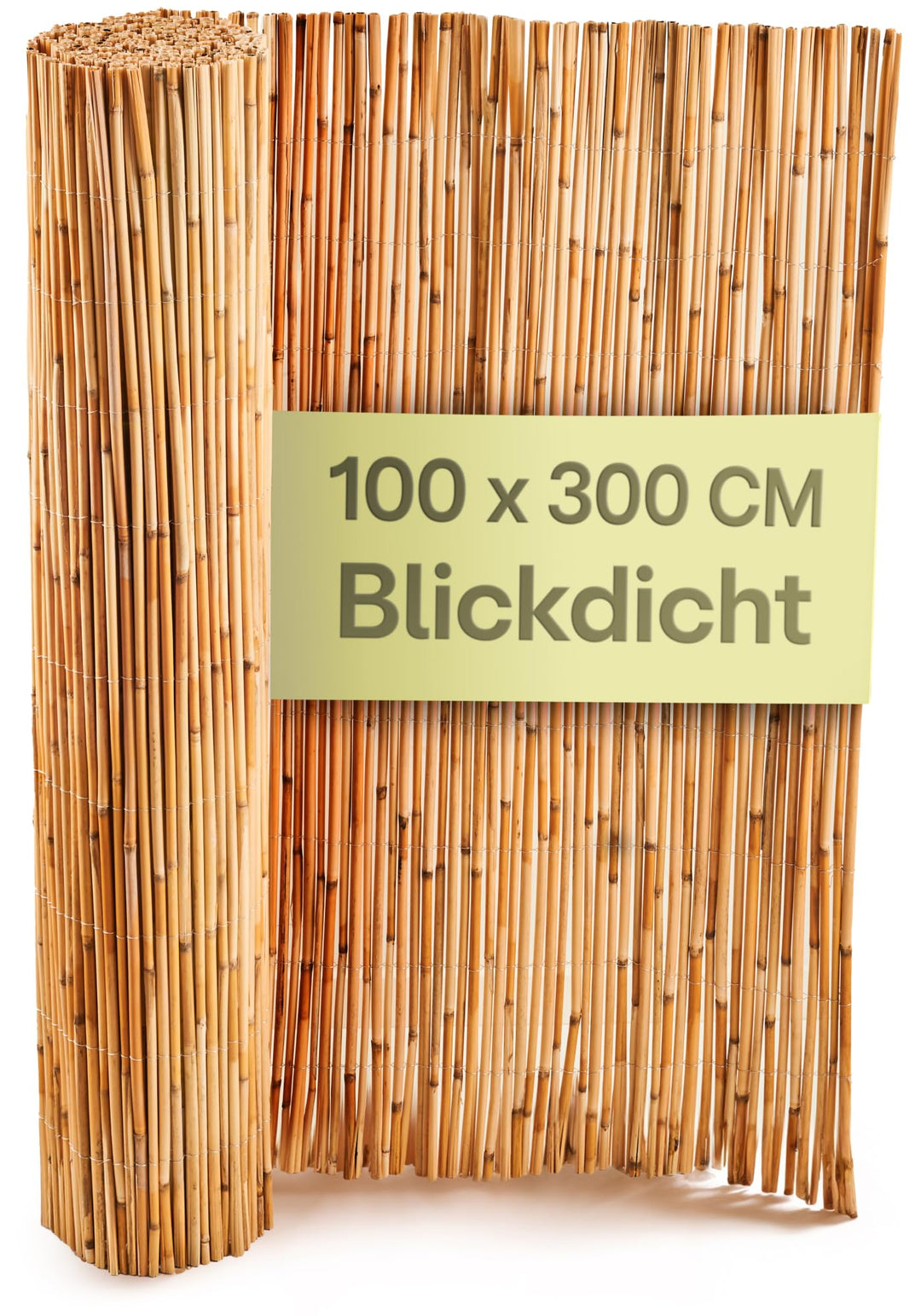 Praknu Schilf Balkon Sichtschutz Holz 100 x 300cm - FSC® Zertifiziertes Natürliches Schilf - Einsetz