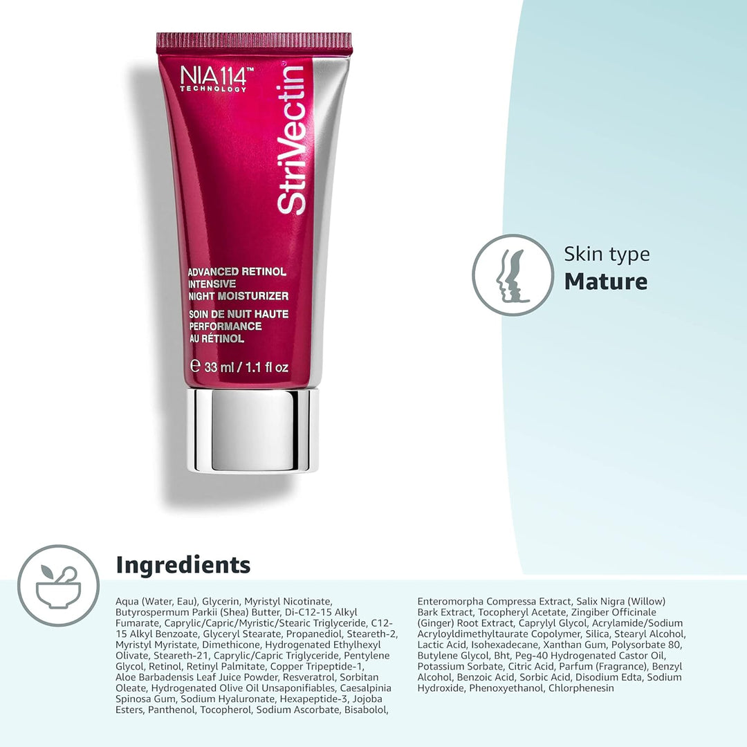 StriVectin Fortschrittliche Retinol Intensive Nacht-Feuchtigkeitscreme, die sichtbare Zeichen des Al