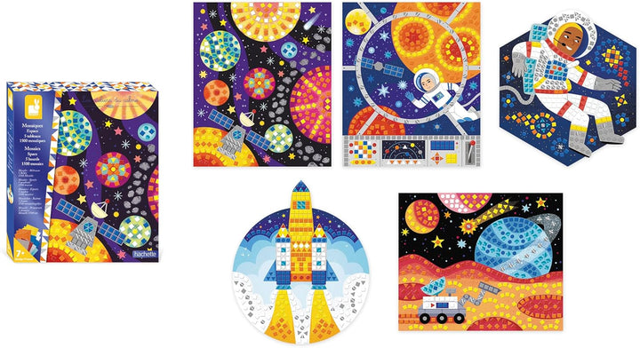Janod - Mosaik-Set Weltraum - Les Ateliers du Calme - Kreatives Hobby Kinder - Feinmotorik und Konze