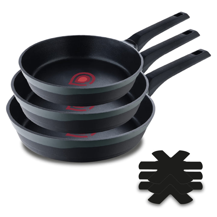 MasterPRO Gastro Reeco | 3er-Set Bratpfannen mit 20, 24 und 28 cm Durchmesser | Heatdot | Recycelter