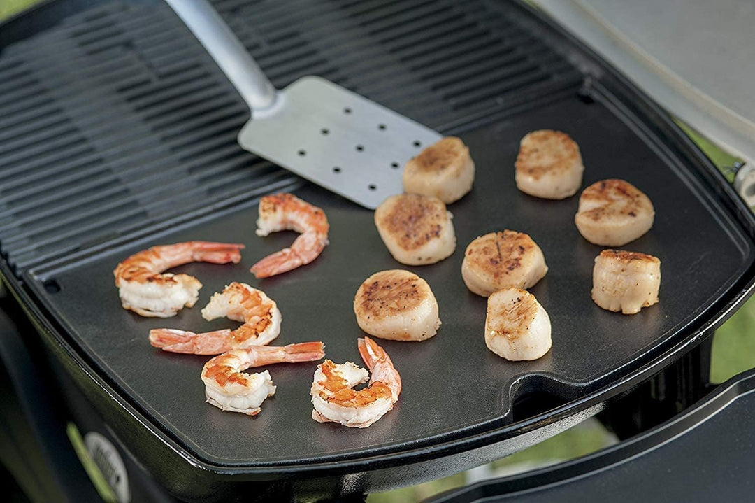 GFTIME 6558 Gusseisen Grillplatte für Weber Q100 Q120 Q1000 Q1200 Series, 32 x 22cm Gusseisen Griddl