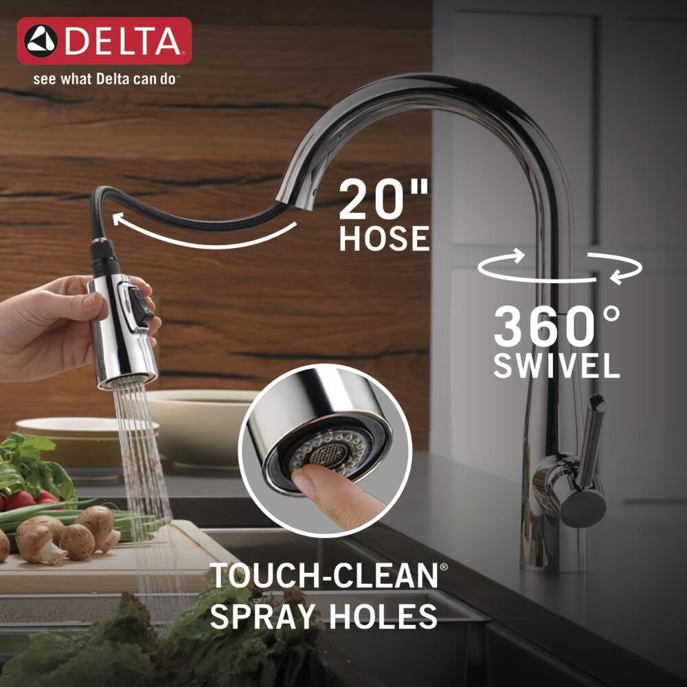 Delta Wasserhahn Essa Single Griff Pull-Down-Küchenarmatur mit magnetischem Docking Chrome Standard,