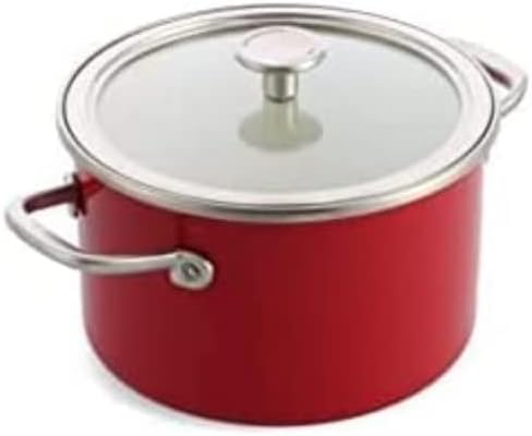 KitchenAid Steel Core Enamel Kochtopf mit Deckel (20cm/3,7l), deutsche Emaille, Induktionsgeeignet,