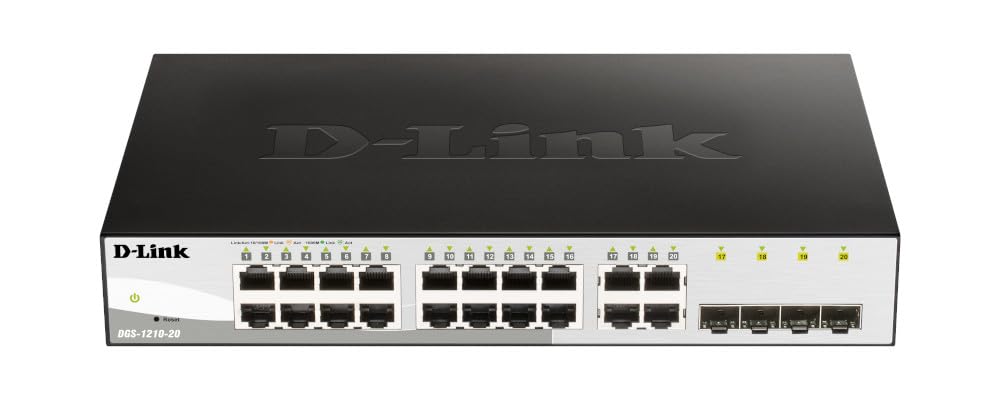 D-Link DGS-1210-20/E 20-Port Gigabit Smart Switch (16 x 10/100/1000 Mbit/s Base-T-Ports und 4 x 100/