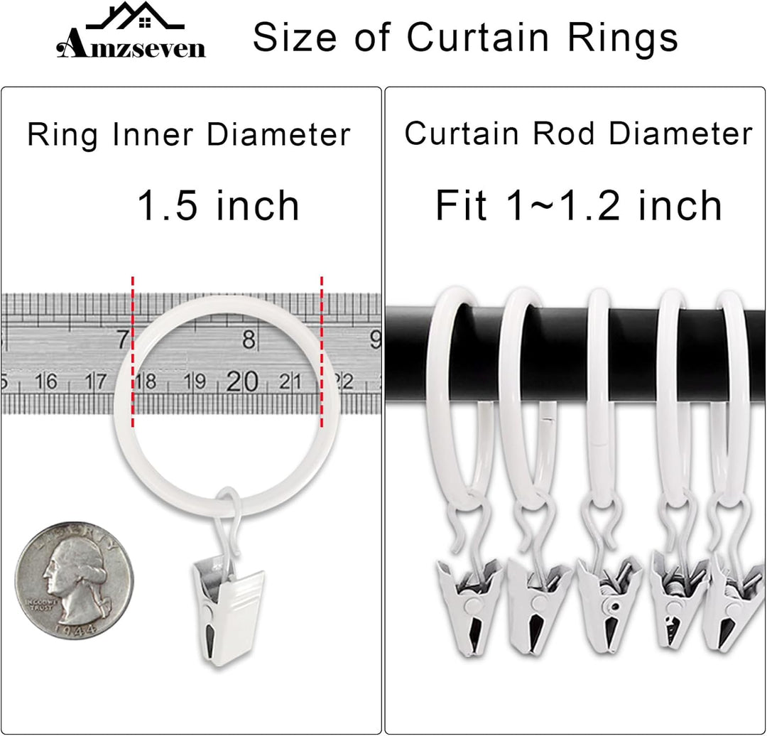 AMZSEVEN 40 Stück Metall Vorhangringe mit Clips, Drapery Clips Haken, dekorative Gardinenstange Clip