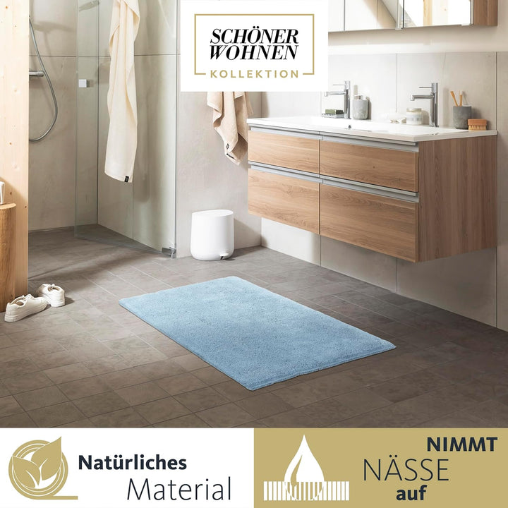 Schöner Wohnen Kollektion Badteppich 40 x 60 cm – beidseitig verwendbar – waschbar – 100% Baumwolle