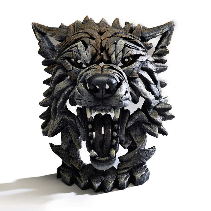Enesco Edge Sculpture Wolf Face Snarling Bust Figur, 34 cm, Grau und Weiss
