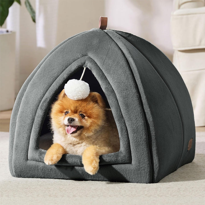 BEDSURE Katzenhöhle grosse Katzen Dunkelgrau - Faltbare Katzenbett mit waschbaren Kissen, Katzenzelt