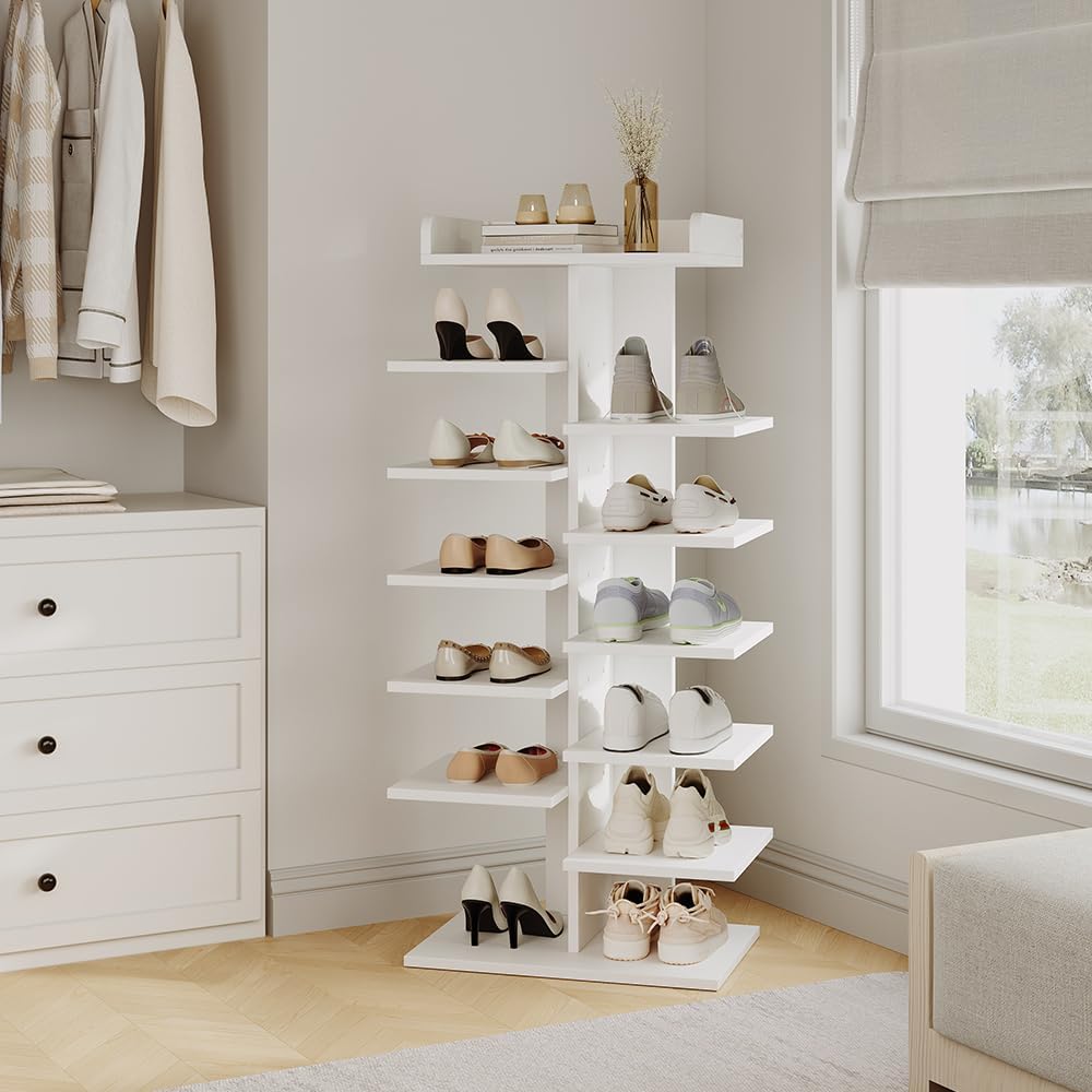 Vicco Schuhschrank Stepy, Weiss, 45 x 114 cm mit 10 Fächern