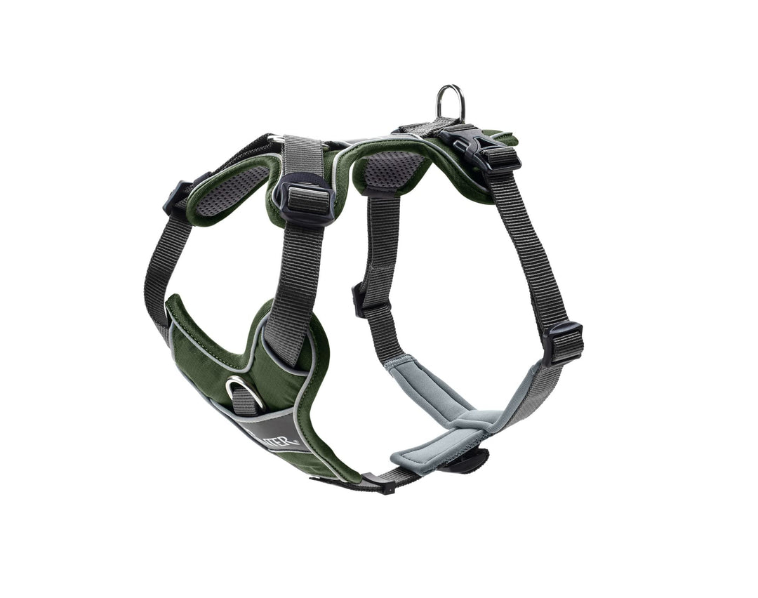 HUNTER DIVO Hundegeschirr, M, 56-73 cm, gün/grau 56 - 73 cm grün/grau, 56 - 73 cm grün/grau