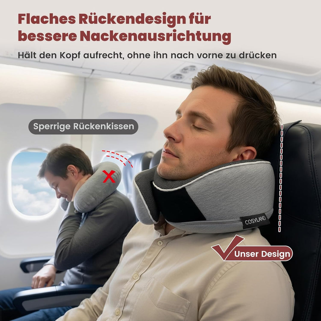 COSYLAND Nackenkissen Flugzeug & Auto - 360° Support Memory Foam Reisekissen Verstellbar - Ergonomis
