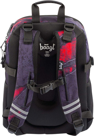 Baagl Schulrucksack Set 3 Teilig, Schultasche ab 3. Klasse, Grundschule Ranzen mit Brustgurt, Ergono