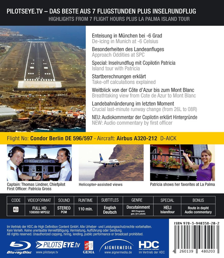 PilotsEYE.tv | LA PALMA | Cockpitmitflug A320 | CONDOR Berlin | "Airial Island" | Bonus: Helicopter