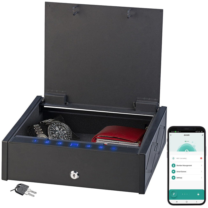 Xcase Safe: Smarter Tresor mit biometrischer Fingerabdruckerkennung, App (Safe Tresor mit Schlüssel,