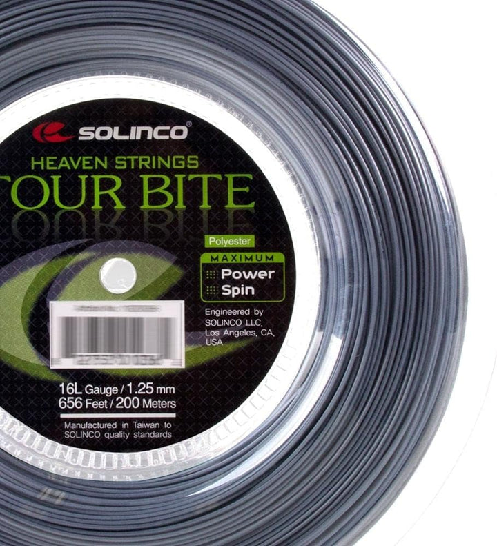 Solinco Tour Bite Tennisschlägersaite, Spule 200 m Silber, 200 m Silber