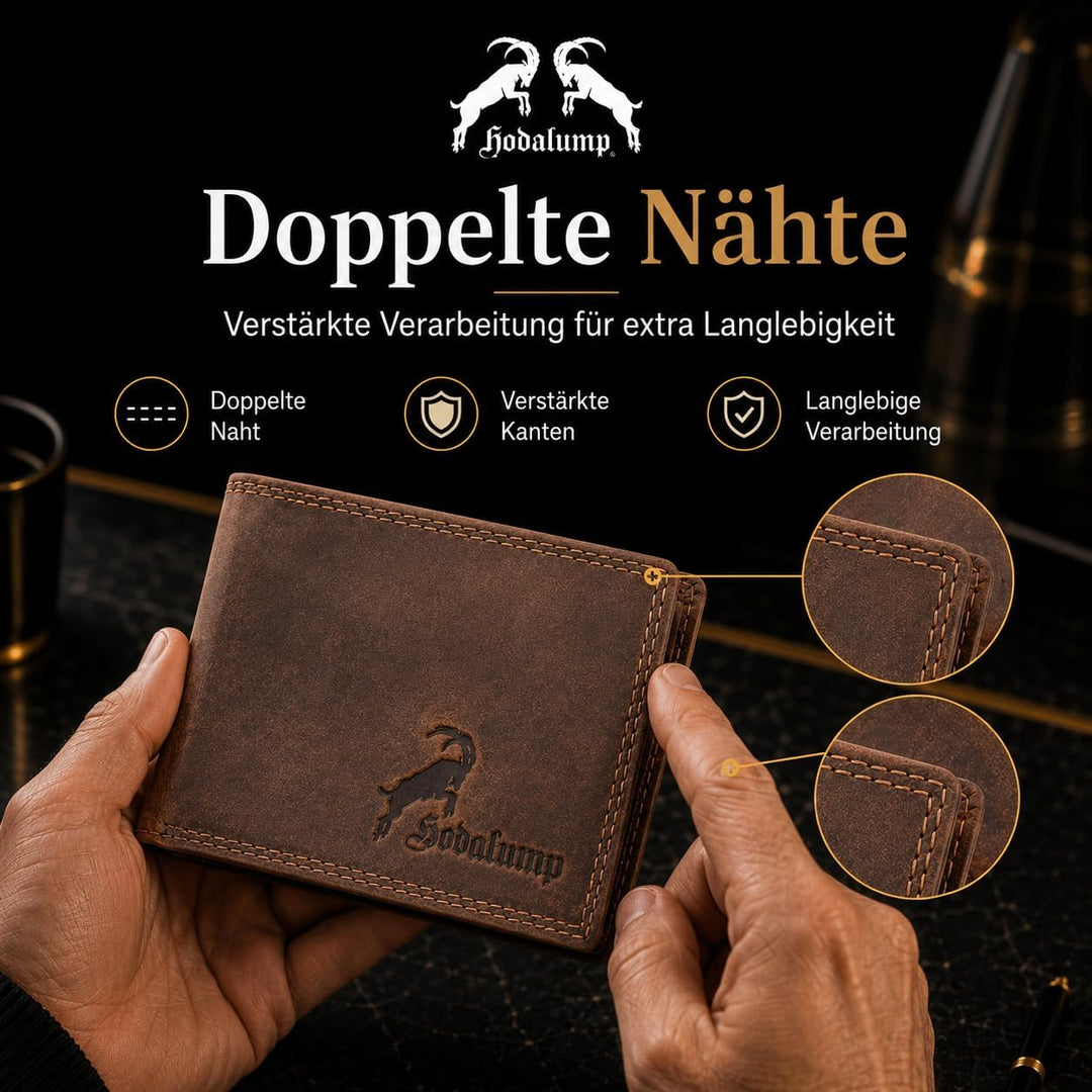 hodalump Echt-Leder Geldbörse • Geldbeutel für Damen und Herren mit RFID-Schutz • Portmonee mit Münz