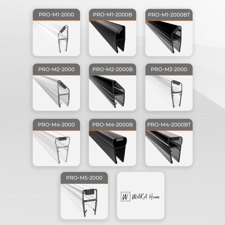 WAKA® Premium SET Magnet - Duschdichtung & Duschtür PRO-M3 Duschdichtungen für Duschtüren Optisch Tr