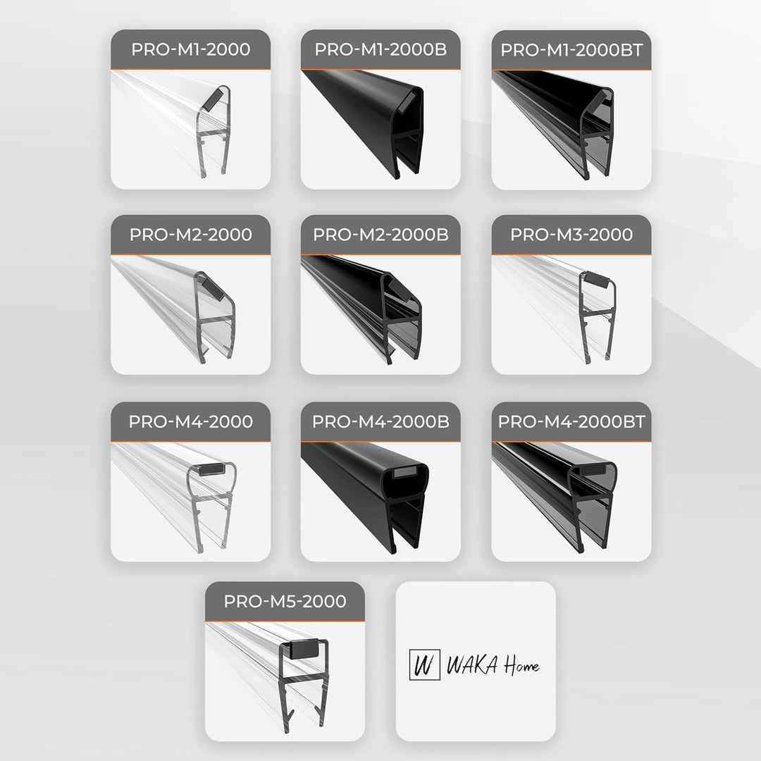 WAKA® Premium SET Magnet - Duschdichtung & Duschtür PRO-M1 Duschdichtungen für Duschtüren Optisch Sc