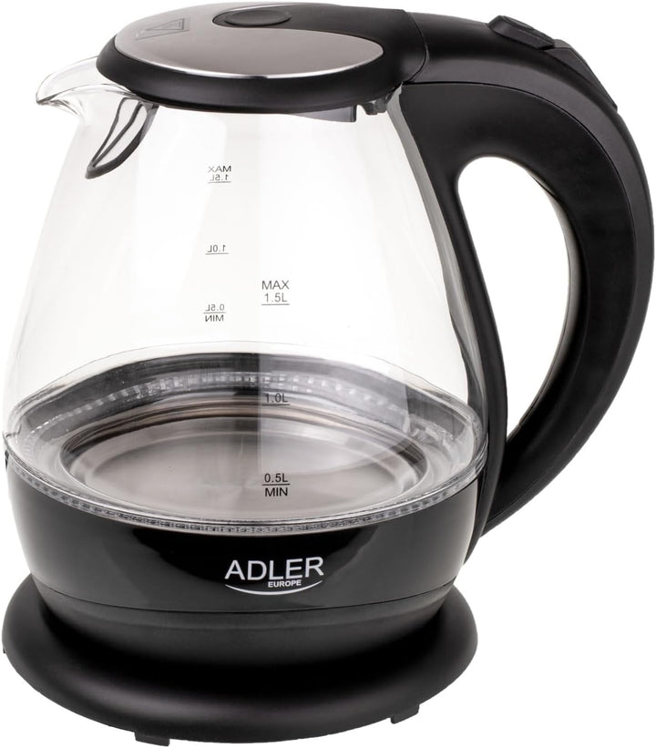 Adler AD 1224 Wasserkocher 1,5 L, schwarz/transparent