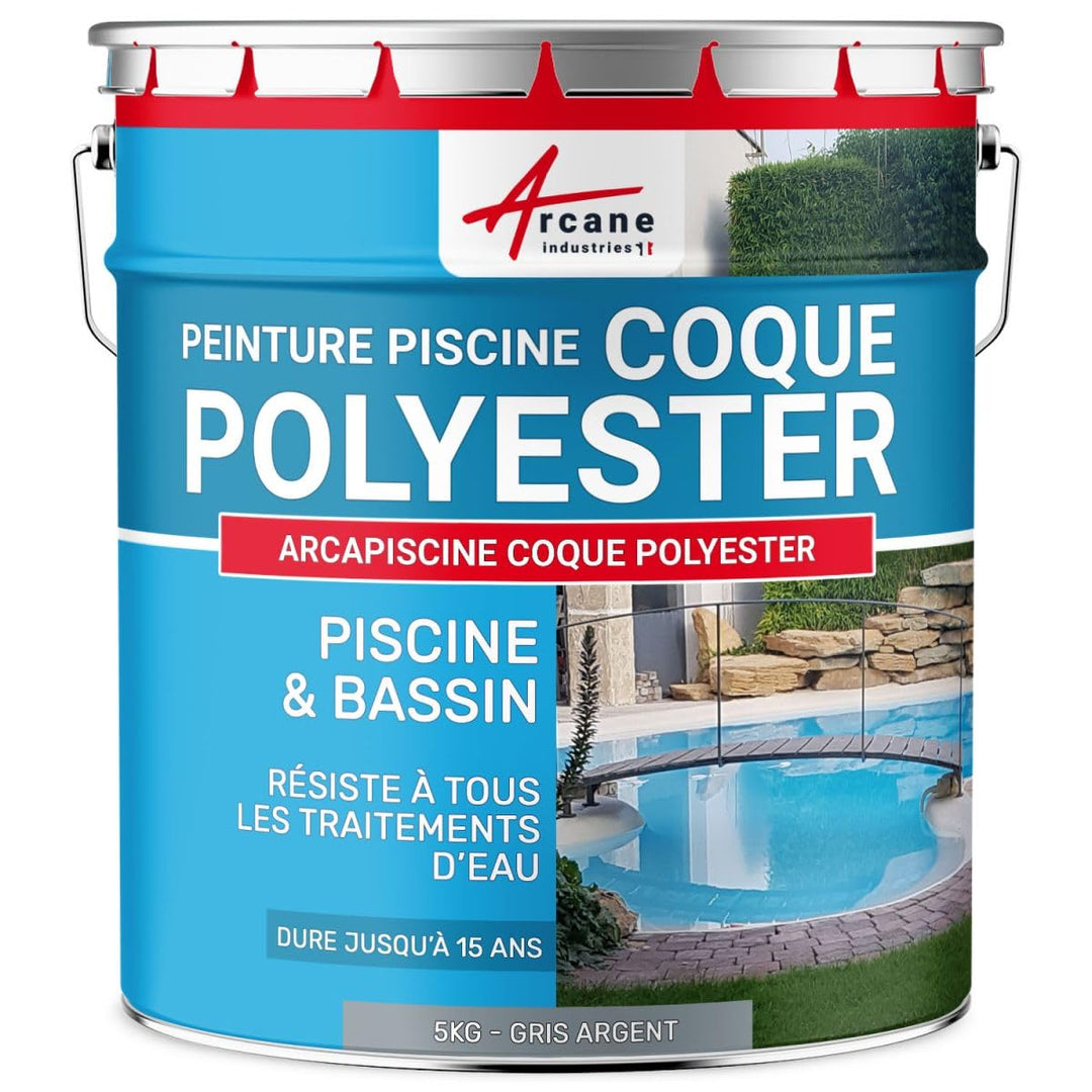 ARCANE INDUSTRIES Schwimmbadfarbe für Polyesterbecken, Beton - ARCAPOOL -175 RAL 7001 - Silbergrau -