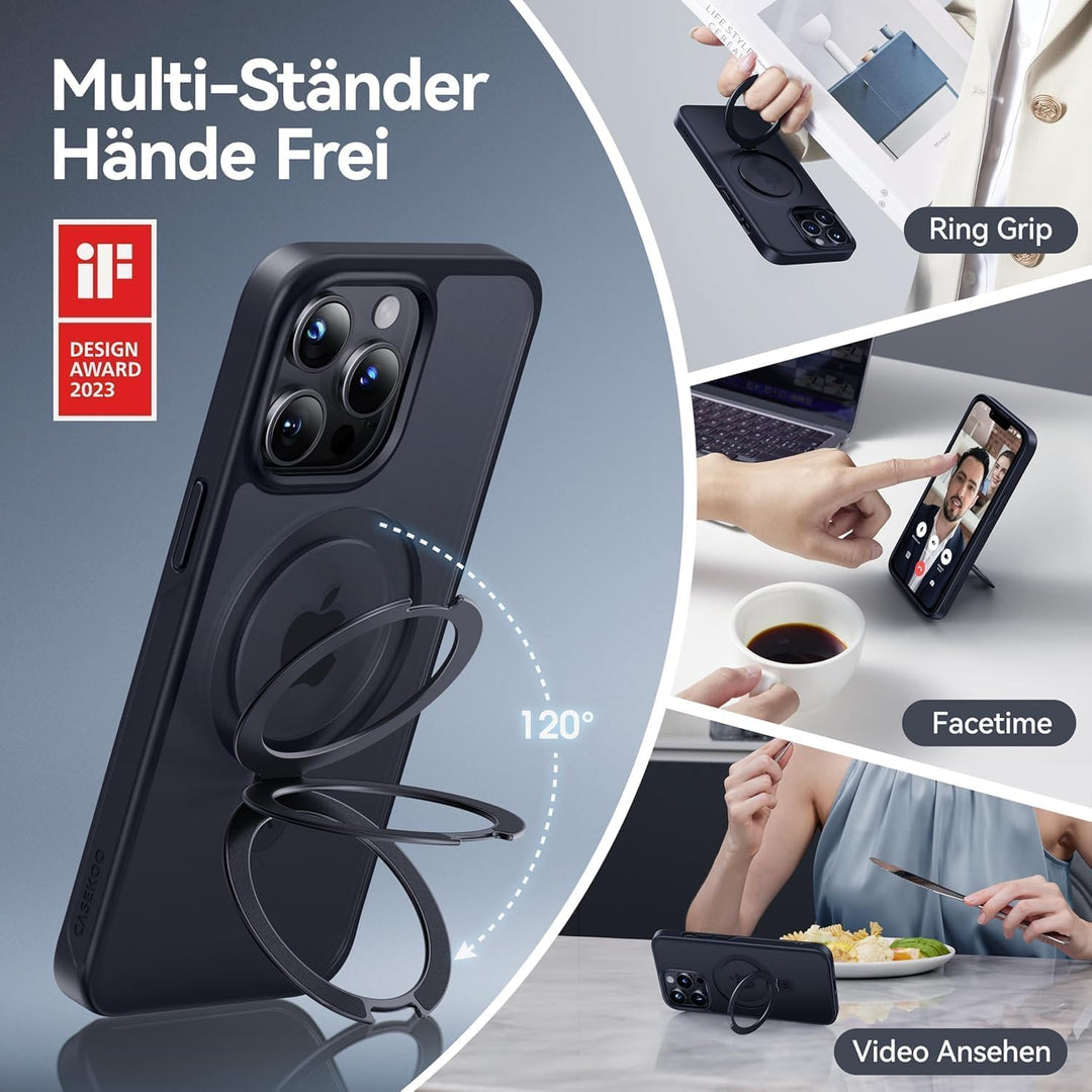 CASEKOO Magic Stand für iPhone 15 Pro Max Hülle für MagSafe [Militärschutz] [Unsichtbarer Ständer] S