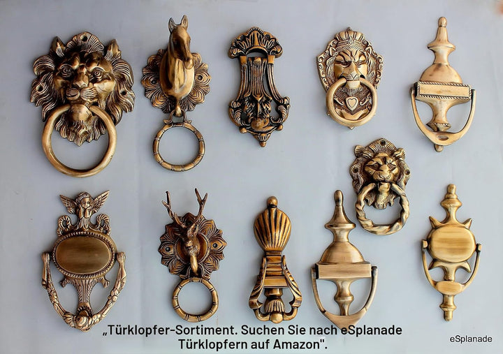 eSplanade Kolonialstil Messing Türklopfer, gelb, 4 X 2 X 20,3 cm