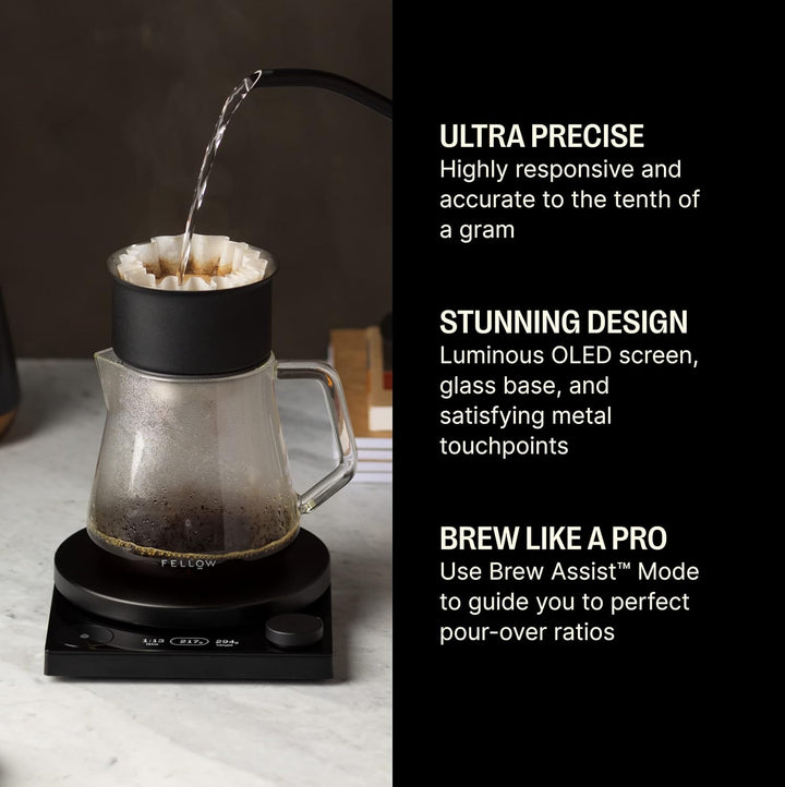 Fellow Tally Pro Studio Digital Kaffeewaage – Präzisionswaage mit Glasoberfläche – Digitale Küchenwa