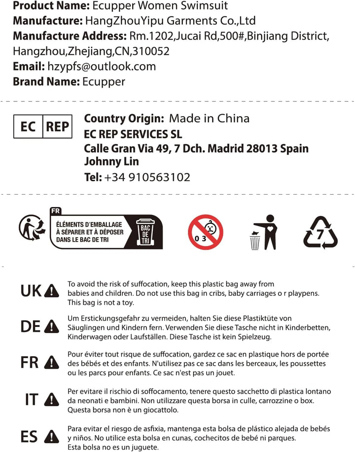 Ecupper Damen Badeanzug Einteiler Rash Guard Zip Up Lange Ärmel Surfen Bademode Gebaut in BH Badeanz