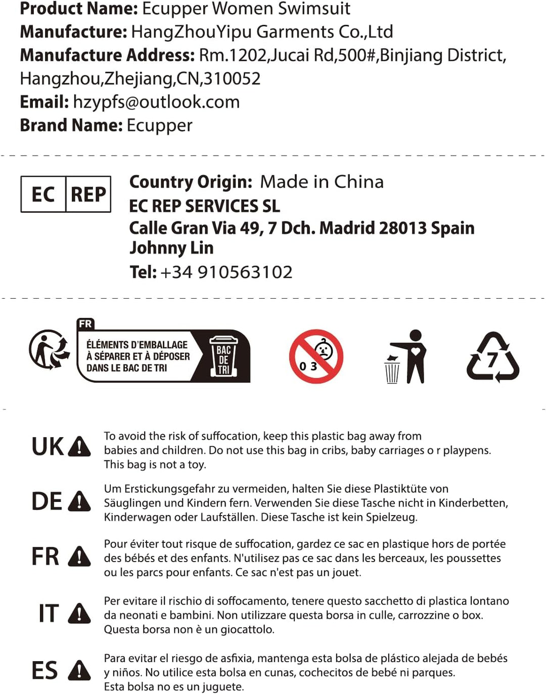 Ecupper Damen Badeanzug Einteiler Rash Guard Zip Up Lange Ärmel Surfen Bademode Gebaut in BH Badeanz