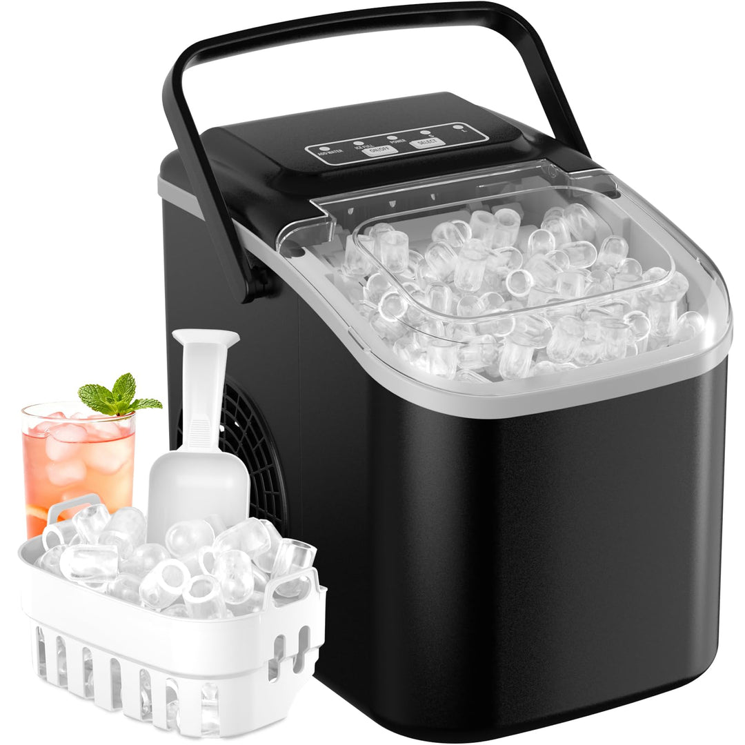Eiswürfelmaschine 12KG/24H, Eiswürfelmaschine Klein 1,2L, Selbstreinigend Ice Maker mit Griff-Eiswür