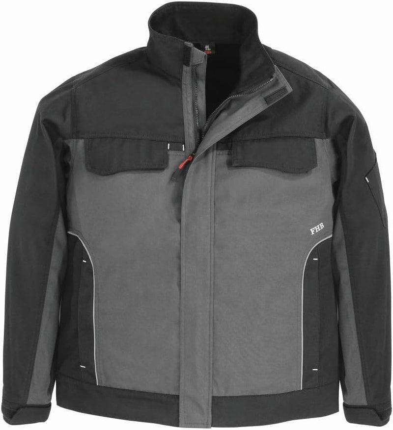 FHB Premium Arbeitsjacke Twill 300, 1 Stück, L, grau / schwarz, 35-130730-1120-L, L