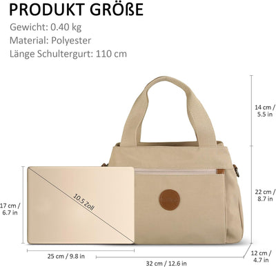 DORRISO Damen Umhängetasche Canvas Handtasche Schultertasche Casual Umhängetaschen Gross Kapazität S