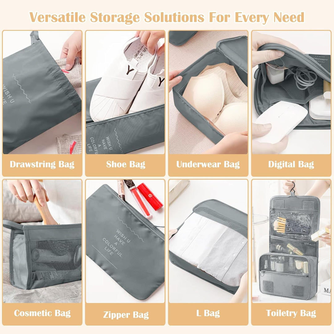 13 Stück Koffer Organizer Set, Packing Cubes, Wasserdichte Kofferorganizer für Urlaub und Reisen, Tr