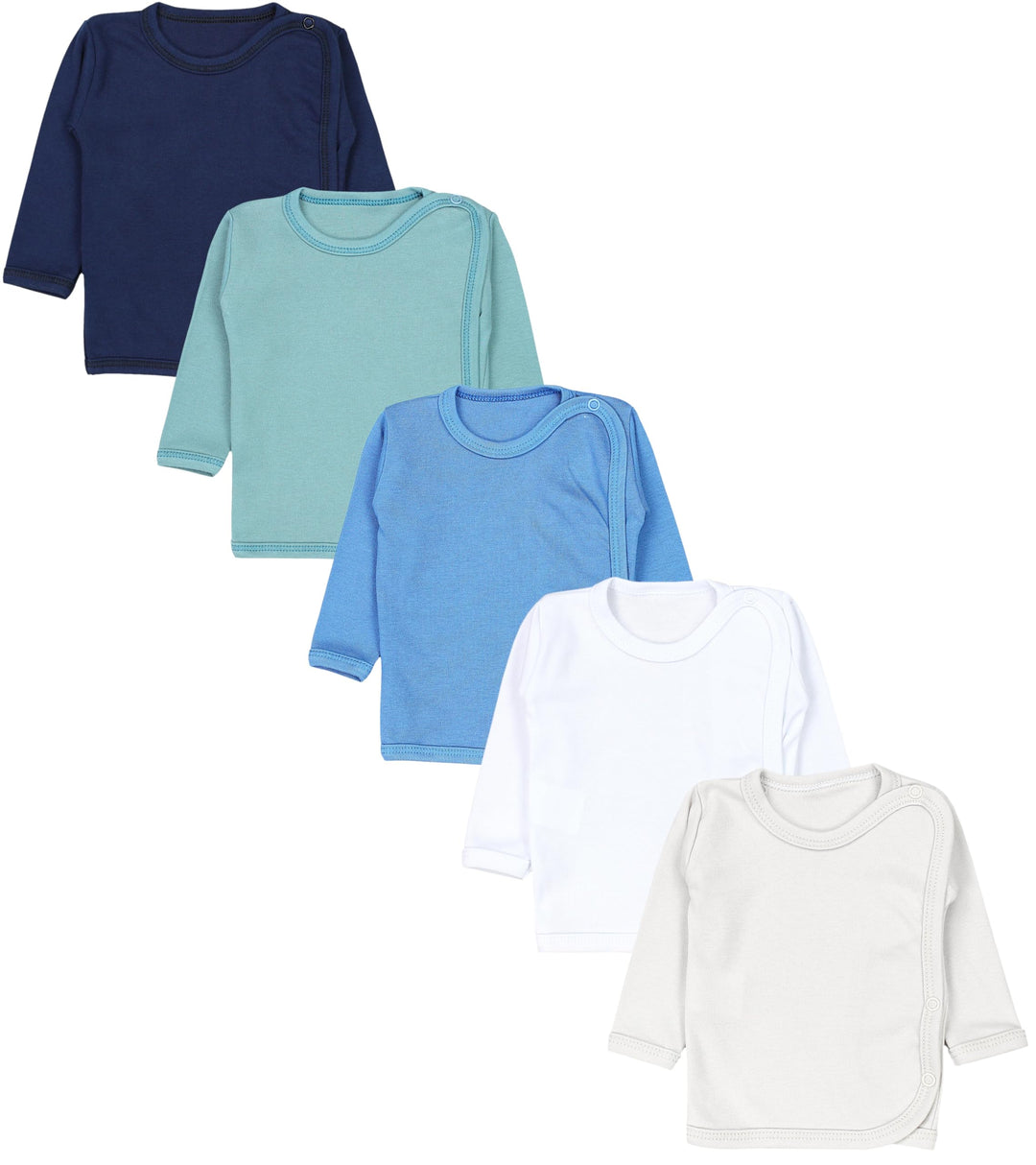 TupTam Unisex Baby Wickelshirt Langarm 5er Pack, 50 Hellbeige Weiß Dunkelgrün Jeans Dunkel