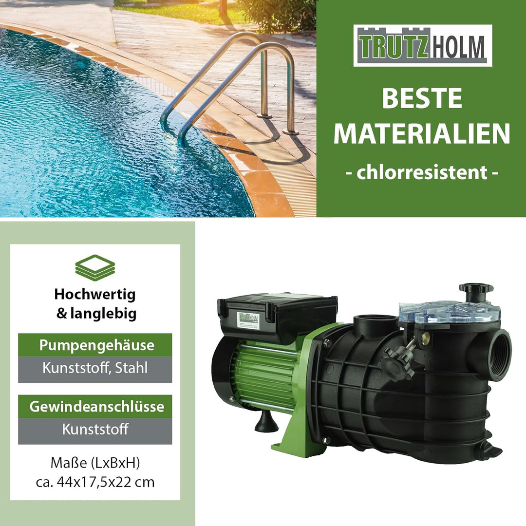 TRUTZHOLM Schwimmbadpumpe Poolpumpe Filterpumpe Umwälzpumpe Pumpe 550W 10.000 l/h oder 800W 15.000 l