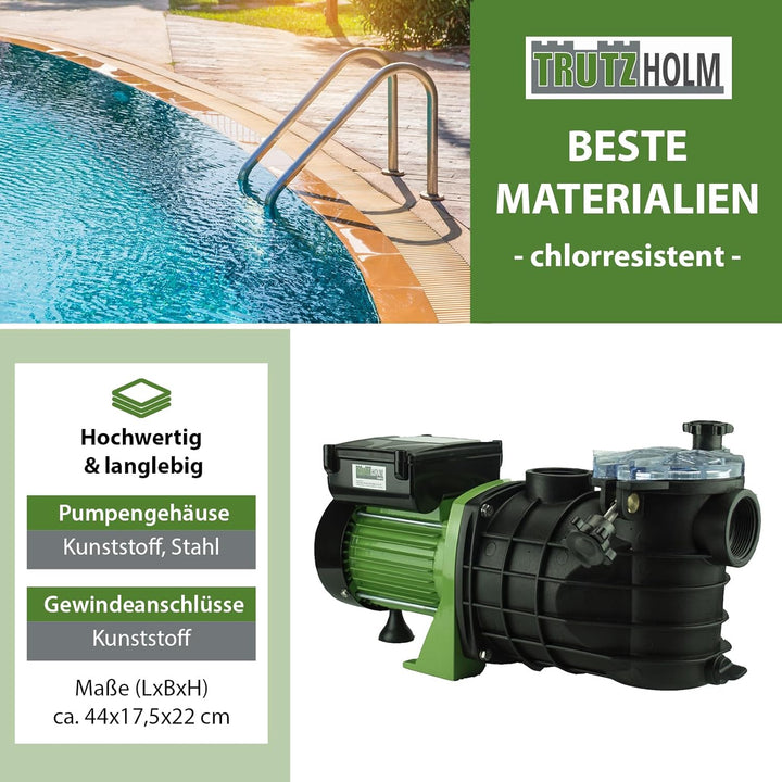 TRUTZHOLM Schwimmbadpumpe Poolpumpe Filterpumpe Umwälzpumpe Pumpe 550W 10.000 l/h oder 800W 15.000 l