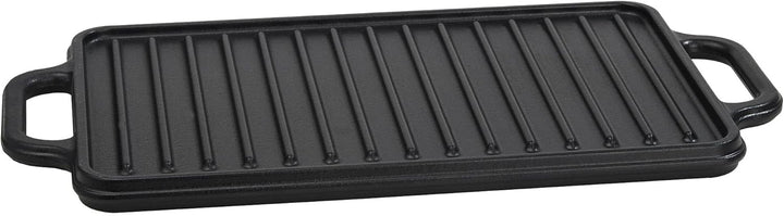VICTORIA Grillplatte Emailliertes Gusseisen Grillpfanne 33 X 21cm Doppelseitig Verwendbar, für Feuer