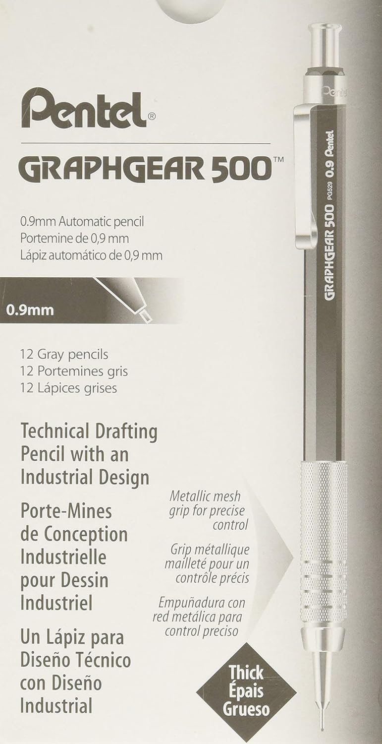 Pentel PG519-G GraphGear500 Druckbleistift 0,9 mm Strichstärke, Kunstoffgehäuse mit Härtegradindikat