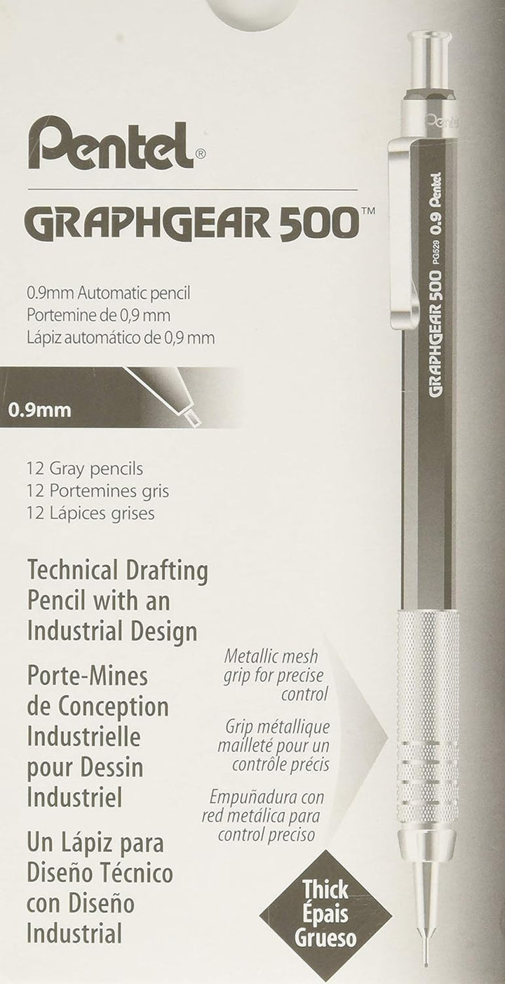 Pentel PG519-G GraphGear500 Druckbleistift 0,9 mm Strichstärke, Kunstoffgehäuse mit Härtegradindikat