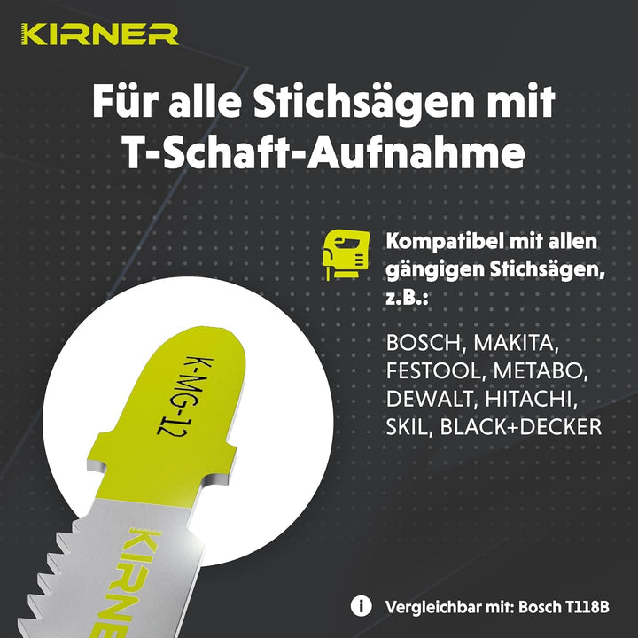 KIRNER Stichsägeblätter Metall 10 Stk. [ Profi Qualität ] präziser & sauberer Schnitt für mittelstar