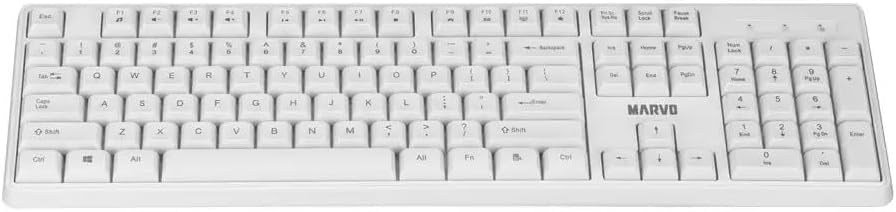 MARVO WS005-WH Kabelloses Tastatur-Maus-Set, Gaming & Büro, Englisches QWERTY-Layout, 1600 DPI Maus,