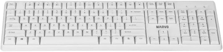 MARVO WS005-WH Kabelloses Tastatur-Maus-Set, Gaming & Büro, Englisches QWERTY-Layout, 1600 DPI Maus,