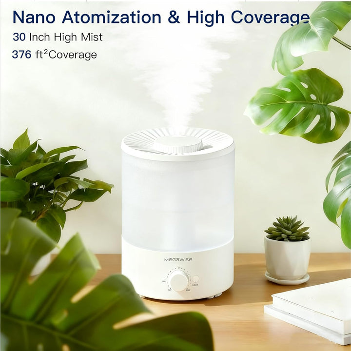 MegaWise Healthy Top-Refill Cool Mist Luftbefeuchter für Schlafzimmer, 3.8 l Diffusor für ätherische