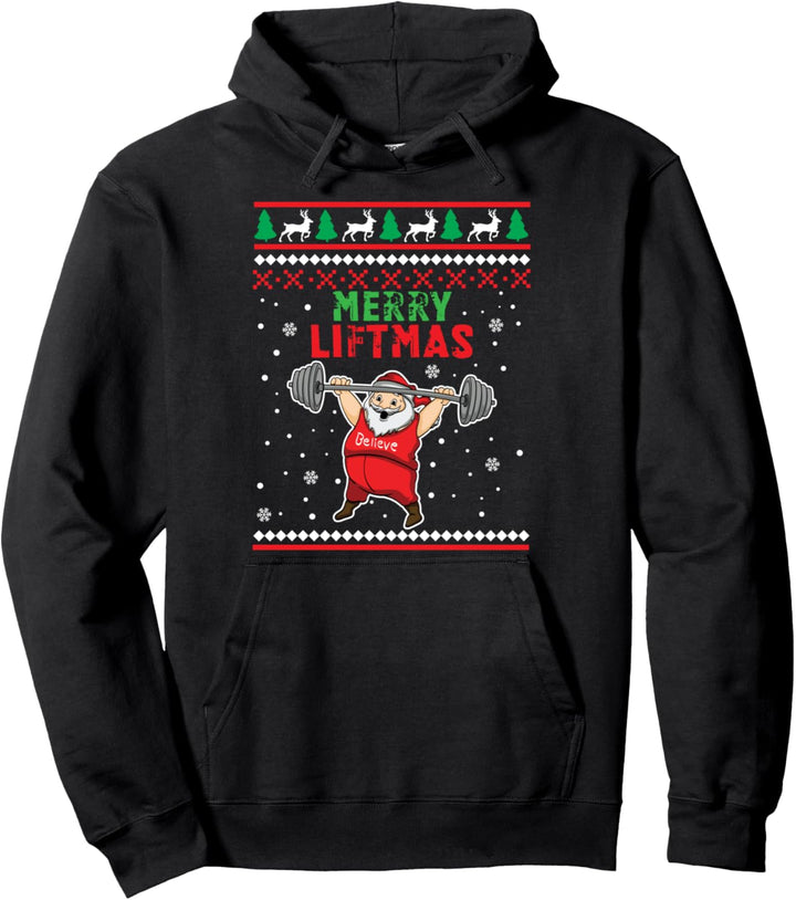 Merry Liftmas Santa Klaus Bodybuilder Weihnachten Fitness Pullover Hoodie