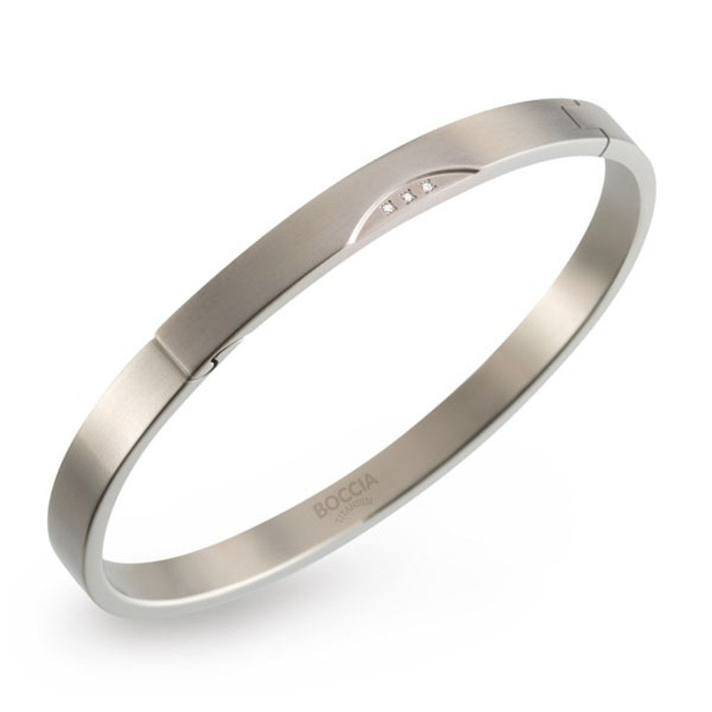 Boccia Damen-Armreif Titan mattiert Diamant (0.015 ct) weiss Brillantschliff - 03006-02