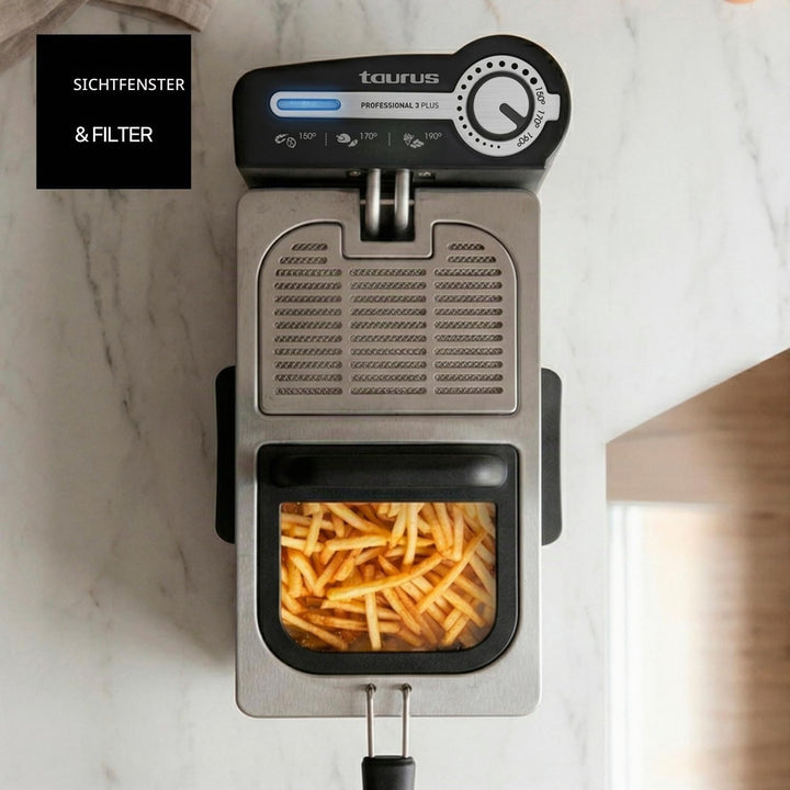 Taurus - Profi-Fritteuse | Ölfilter | 3 l | 2100 W | Ölfritteuse | Gastro | Professionell | Öl 3L|Mi