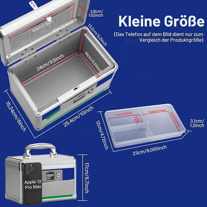 GODLONSEN Medikamenten Aufbewahrung, 25.4 x 15.2 x 17 cm Medikamentenbox mit Tragbarer Griff, Kinder