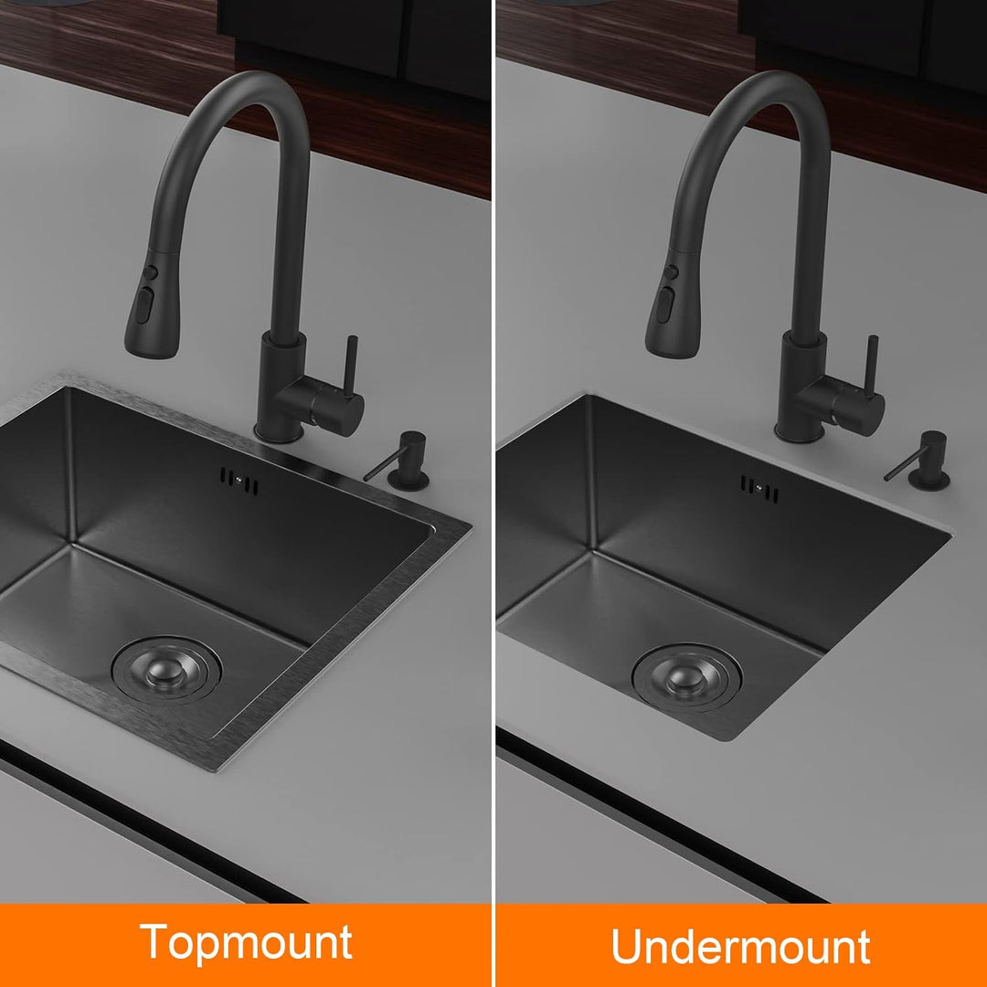 Ibergrif Spüle Küchenspülen für den Unterbau und Aufsatz, 50-43cm Unterbaubecken, Spülbecken Satin E